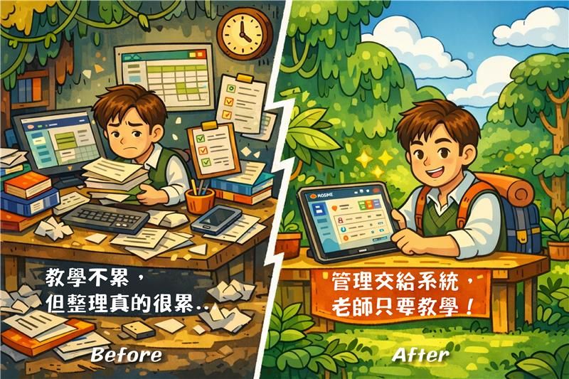 使用 MOSME 前後的教師工作負擔比較